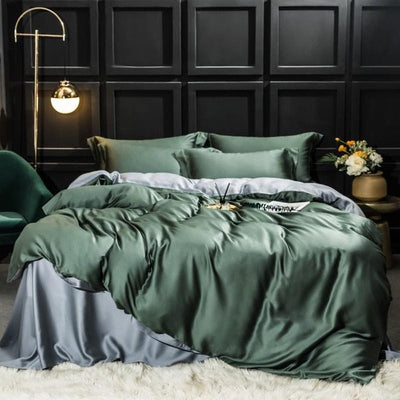 Homio Decor Bedroom King / Green & Gray All Season Mulberry Silk Bedding Set