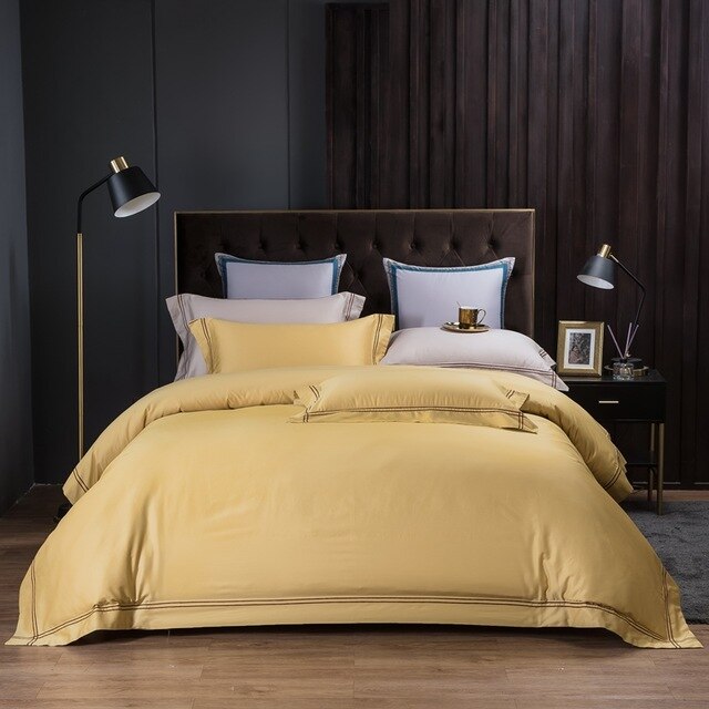 Homio Decor Bedroom King Size / Yellow Luxury Embroidery Bedding Set