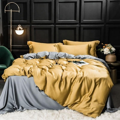 Homio Decor Bedroom King / Yellow & Gray All Season Mulberry Silk Bedding Set