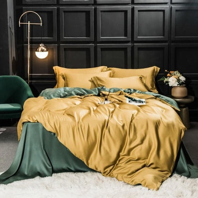 Homio Decor Bedroom King / Yellow & Green All Season Mulberry Silk Bedding Set