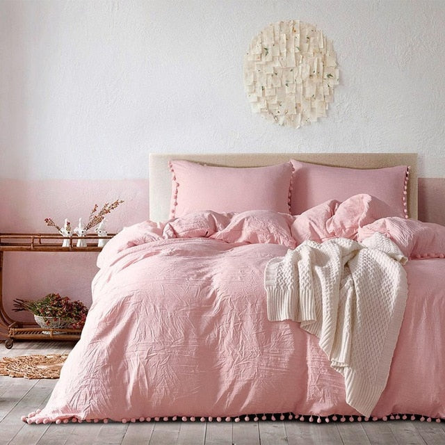 Homio Decor Bedroom Light Pink / 170x230cm Solid Color Quilt Bedding Set