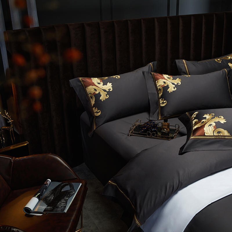 Homio Decor Bedroom Luxury Golden Embroidered Bedding Set