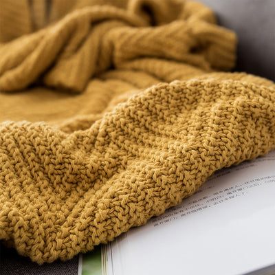 Homio Decor Bedroom Mustard Knit Blanket