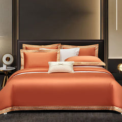 Homio Decor Bedroom Orange / Queen High-End Cotton Bedding Set