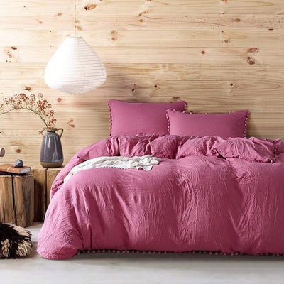 Homio Decor Bedroom Pink / 230x230cm Solid Color Quilt Bedding Set