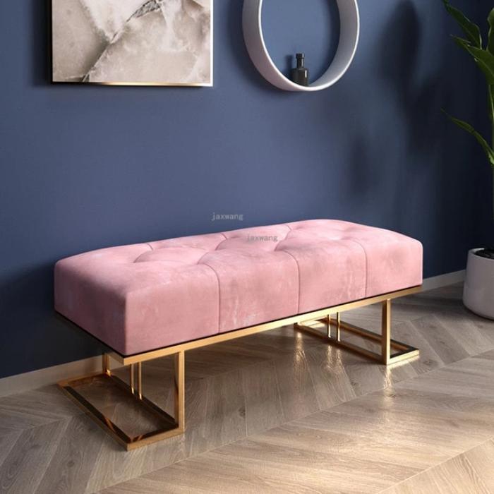 Homio Decor Bedroom Pink / 80cm Golden Frame Velvet Bench