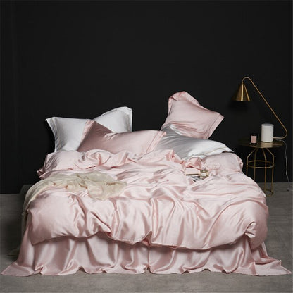 Homio Decor Bedroom Pink / Queen / Flat Bed Sheet Natural Silk Bedding Set