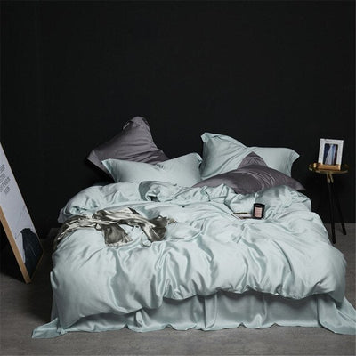 Homio Decor Bedroom Pistachio / Queen / Flat Bed Sheet Natural Silk Bedding Set