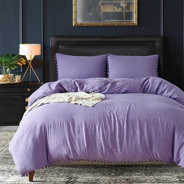 Homio Decor Bedroom Purple / 230x230cm Solid Color Quilt Bedding Set