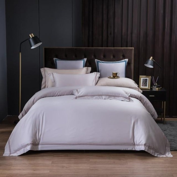 Homio Decor Bedroom Queen Size / Gray Luxury Embroidery Bedding Set