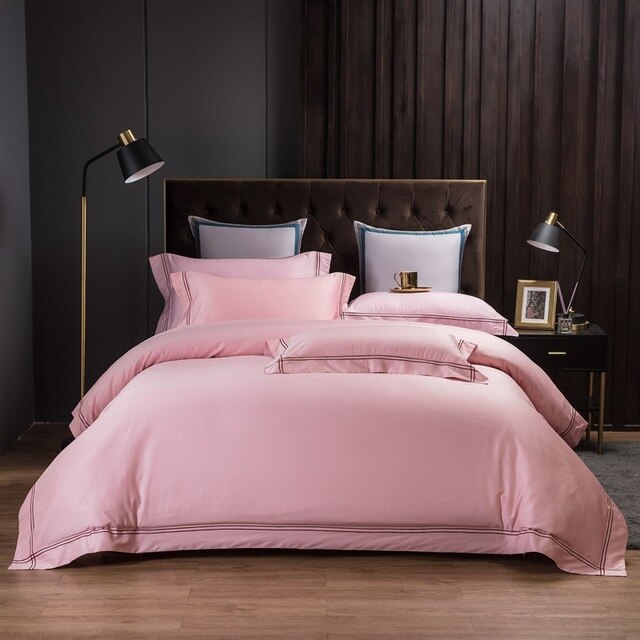 Homio Decor Bedroom Queen Size / Pink Luxury Embroidery Bedding Set