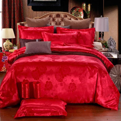 Homio Decor Bedroom Red / 175x218cm Luxury Jacquard Bedding Set