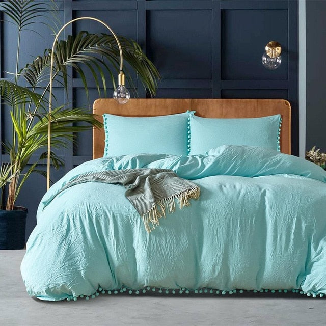 Homio Decor Bedroom Sky Blue / 170x230cm Solid Color Quilt Bedding Set