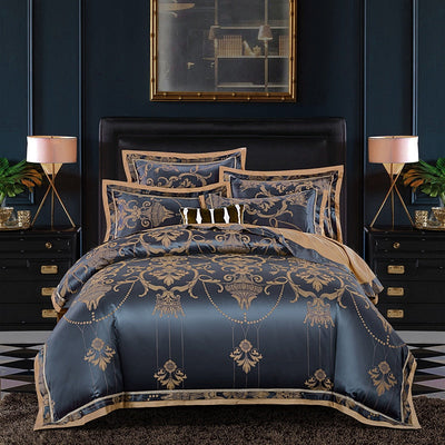 Homio Decor Bedroom Style 1 / Queen Gem Blue Luxury Satin Bedding Set