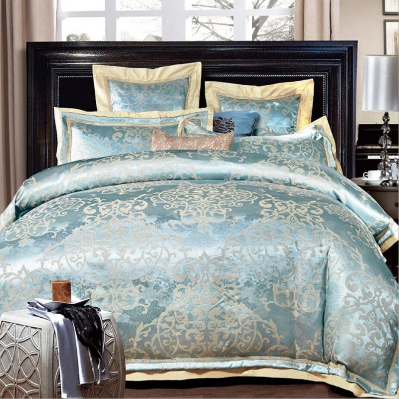 Homio Decor Bedroom Style 8 / Queen Gem Blue Luxury Satin Bedding Set