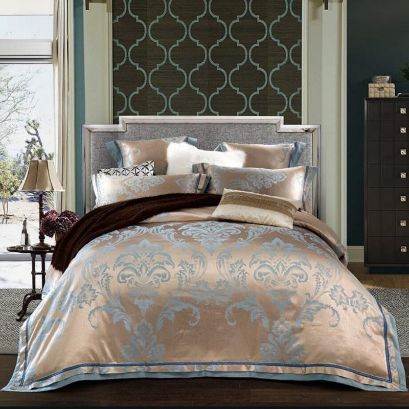 Homio Decor Bedroom Style 9 / Queen Gem Blue Luxury Satin Bedding Set
