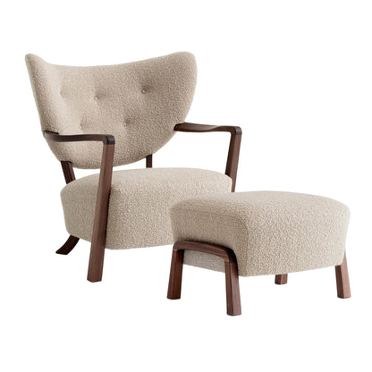 Homio Decor Beige Karakorum / Walnut Moss Armchair & Ottoman (Australian Sheepskin)