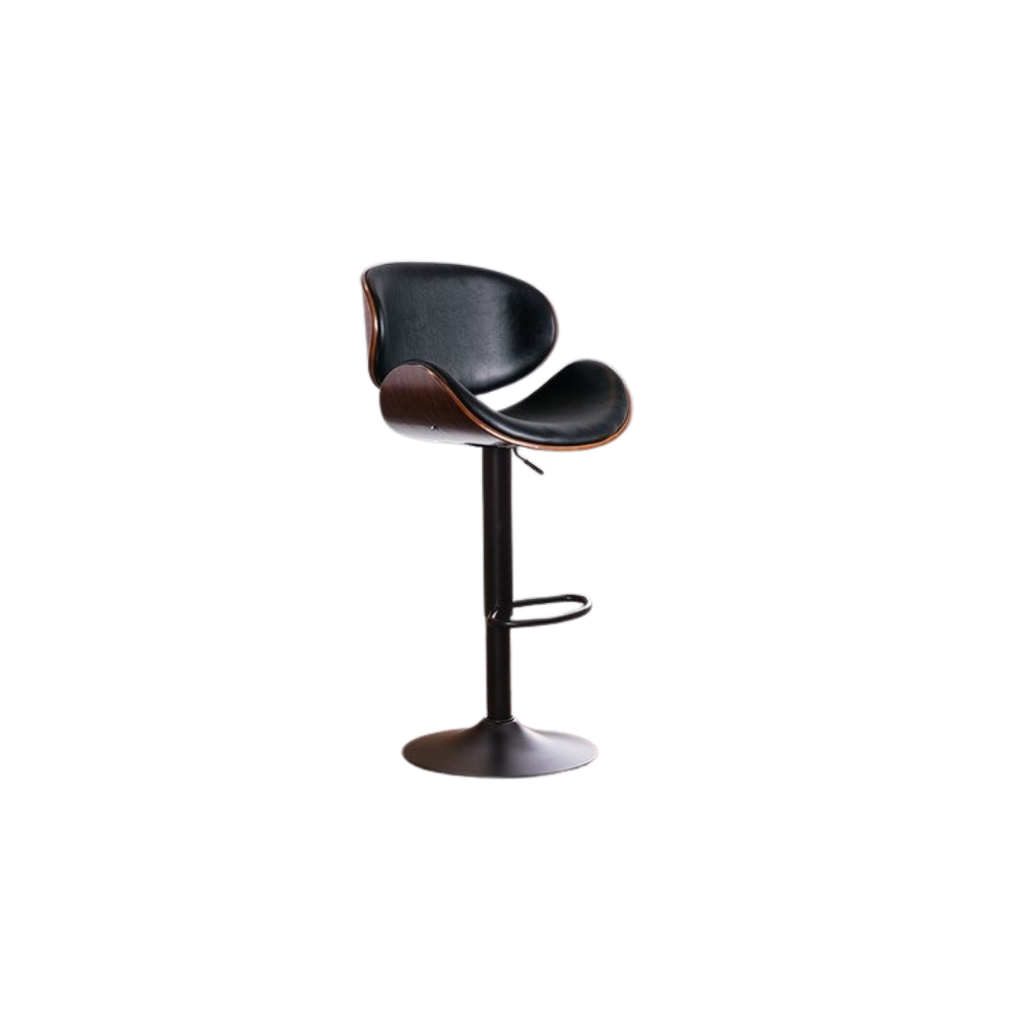 Homio Decor Black Matt / Black Classic Leather Bar Stool