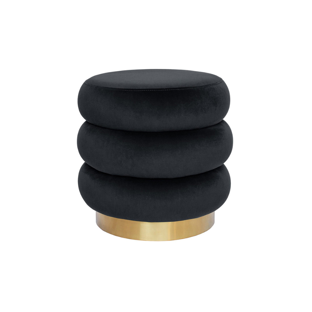 Homio Decor Black Olive Blush Curve Ottoman (Velvet)