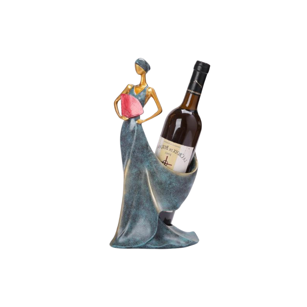Homio Decor Blue Girl Statue Wine Holder