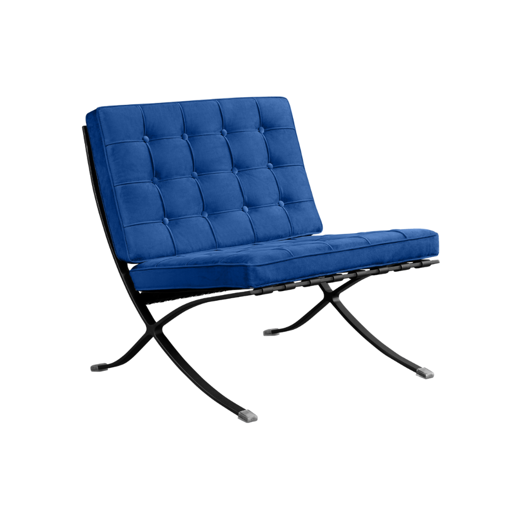 Homio Decor Blue / Only Chair / Black Coating Barcelona Chair - Velvet