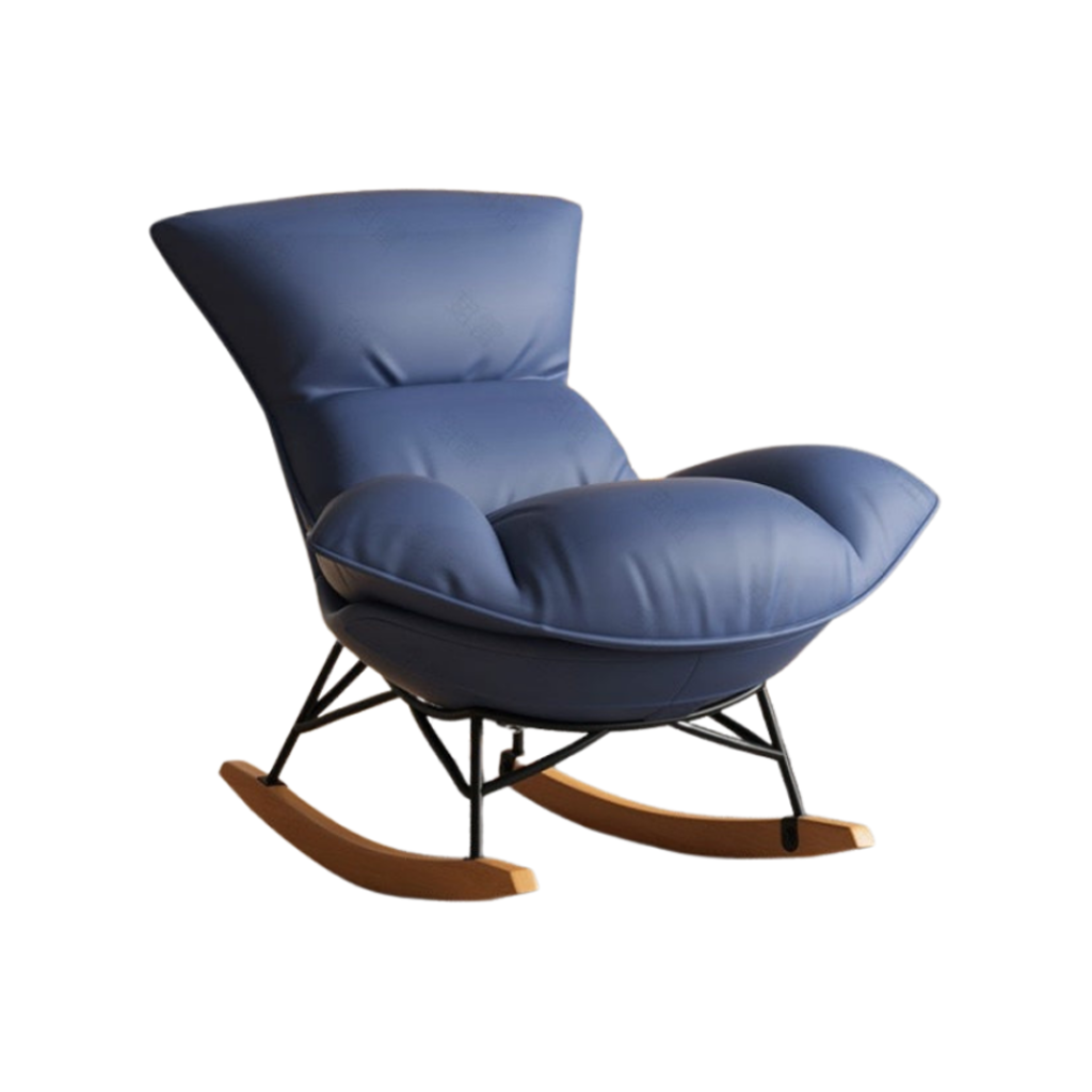 Homio Decor Blue / Without Ottoman Faux Leather Rocking Chair
