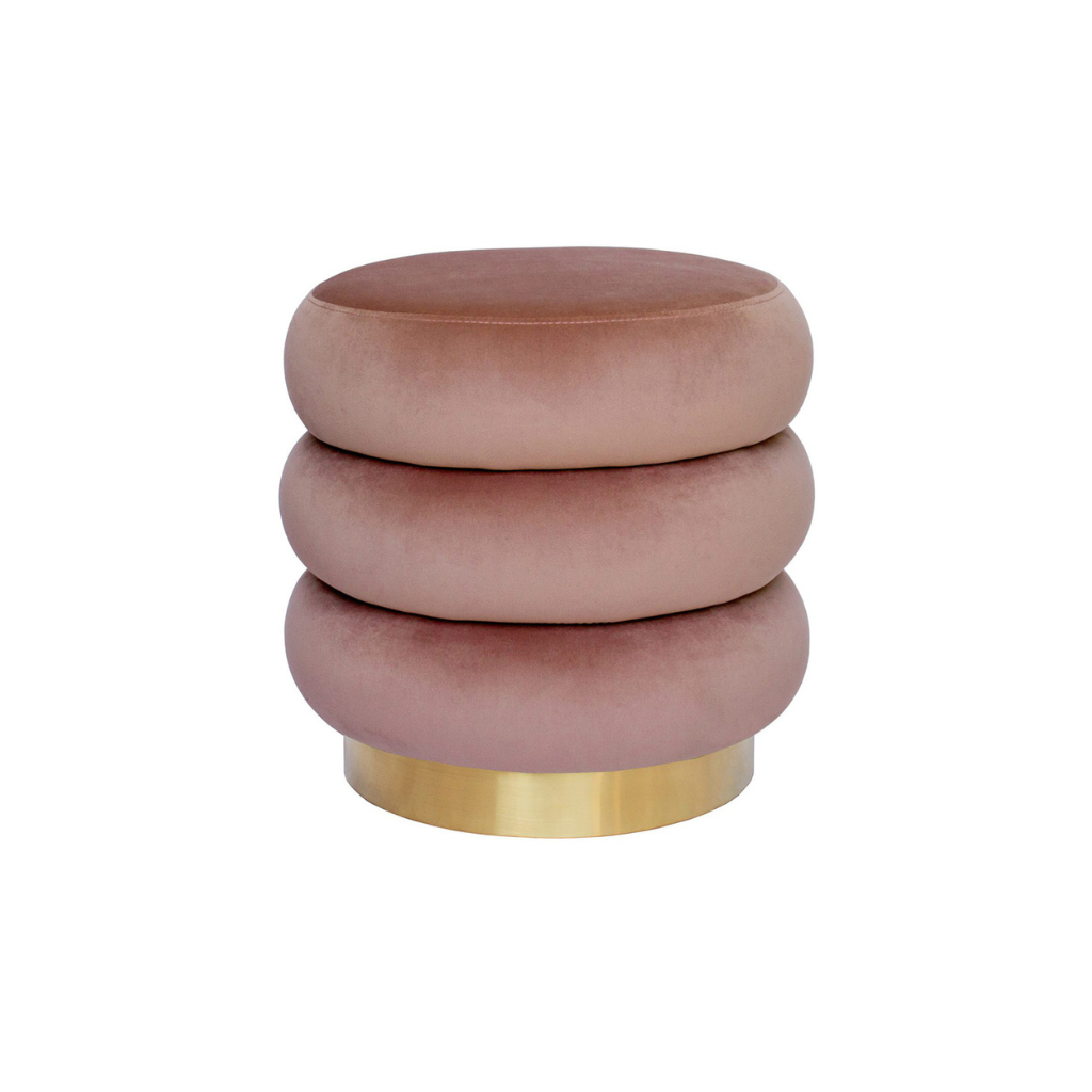 Homio Decor Blush Pink Blush Curve Ottoman (Velvet)