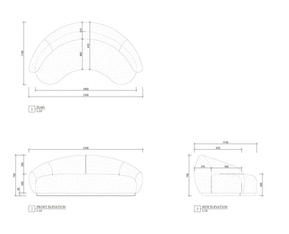 Homio Decor Boucle Curved Sofa