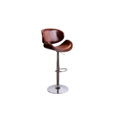 Homio Decor Brown / Silver Classic Leather Bar Stool