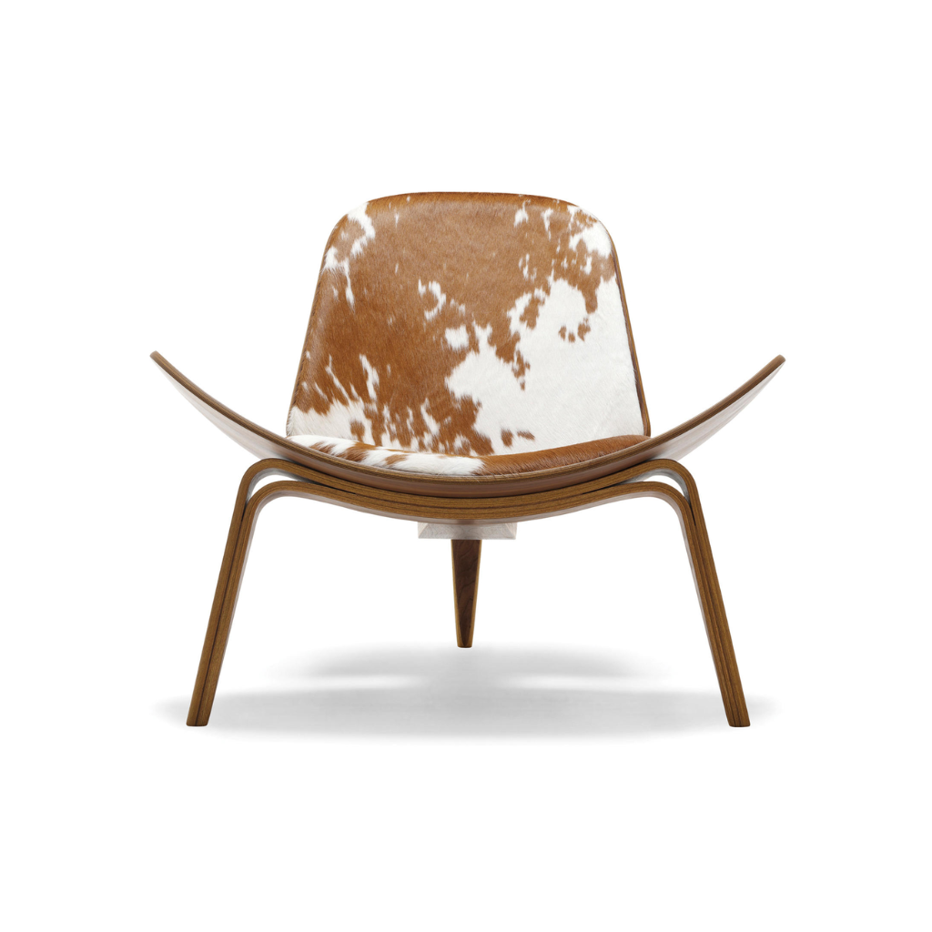Homio Decor Brown & White Oyster Lounge Chair (Pony Skin)