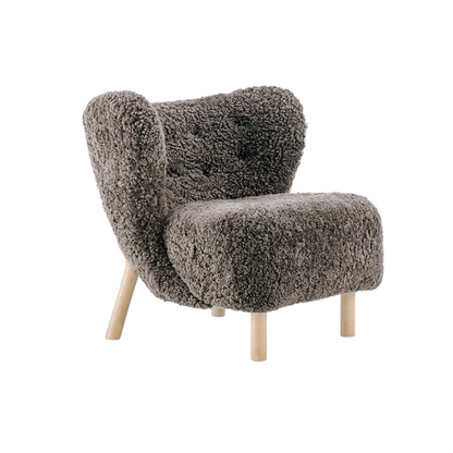 Homio Decor Cafe Noir / Solid Oak / Add Ottoman Genuine Sheepskin Little Petra Chair