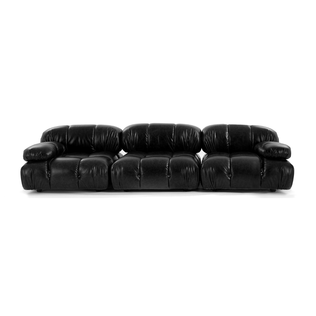 Homio Decor Camaleonda Leather Sofa (Set of 3) - Textured Black