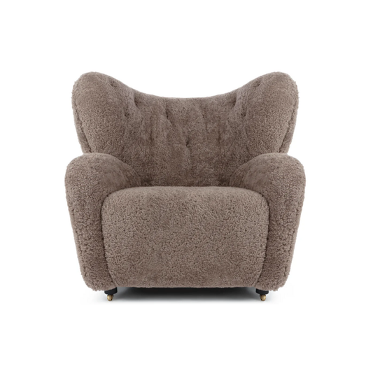 Homio Decor Cappuccino / Add Ottoman Genuine Sheepskin Armchair