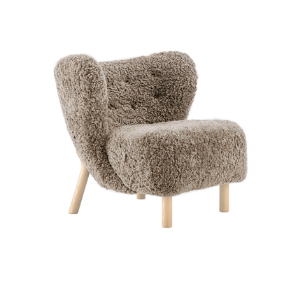 Homio Decor Cappuccino / Solid Oak / Add Ottoman Genuine Sheepskin Little Petra Chair