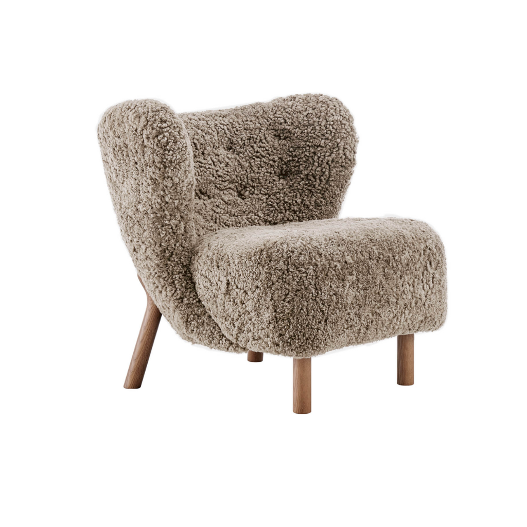 Homio Decor Cappuccino / Walnut / Add Ottoman Genuine Sheepskin Little Petra Chair