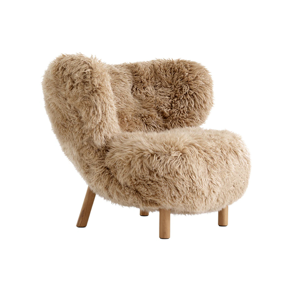 Homio Decor Chair / Natural Oak Little Petra Chair & Ottoman (Australian Sheepskin)