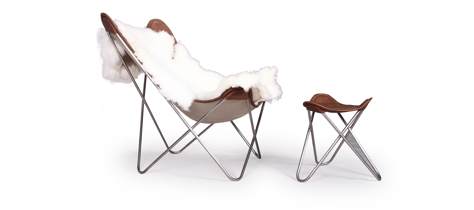 Homio Decor Chair + Ottoman / Add Rug Butterfly Chair (Leather)