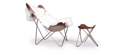 Homio Decor Chair + Ottoman / Add Rug Butterfly Chair (Leather)