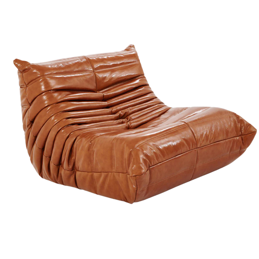 Homio Decor Cognac Brown Togo Fireside Leather Chair