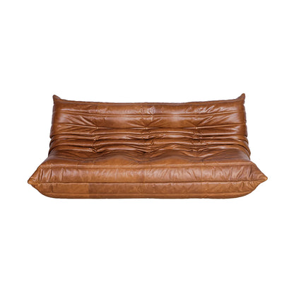 Homio Decor Cognac Brown Togo Sofa (3 Seater) - Leather