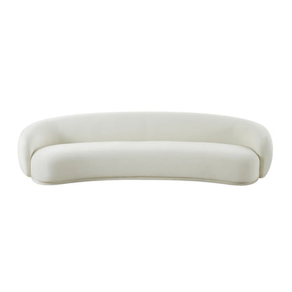 Homio Decor Cream White / 210cm Velvet Curved Sofa