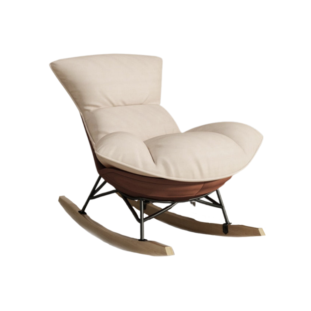 Homio Decor Cream / Without Ottoman Faux Leather Rocking Chair