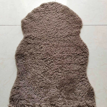 Homio Decor Curly Shearling Sheepskin Rug (Double) - Brown