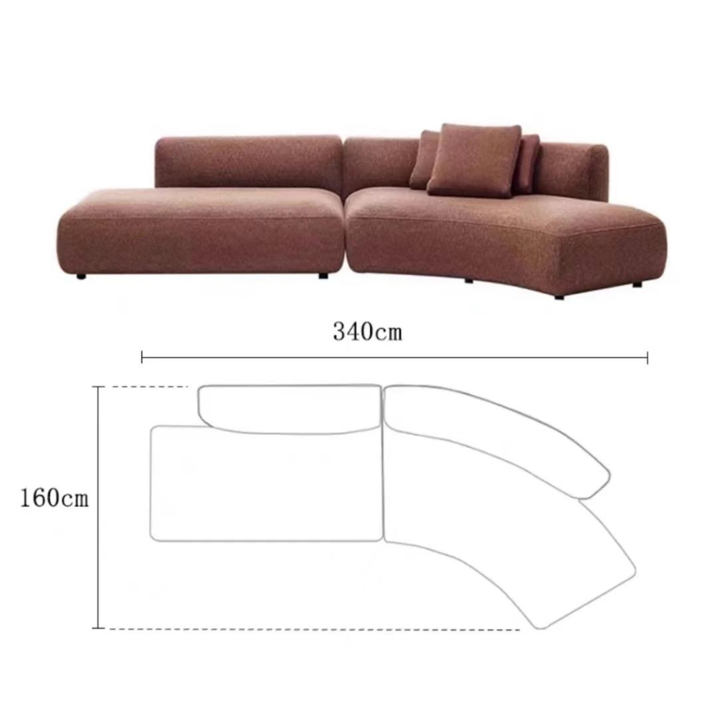 Homio Decor Curved Left / 340cm Cosy Curve Sofa