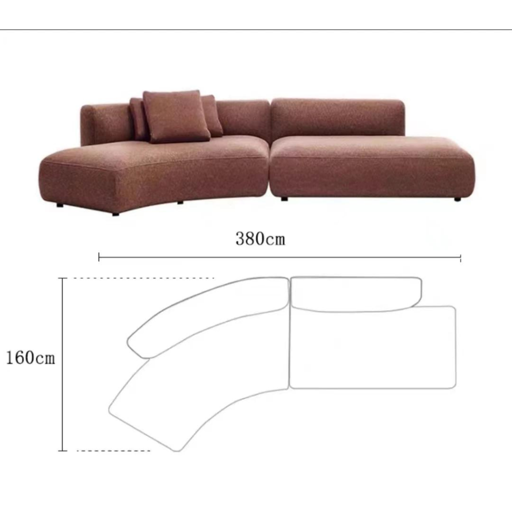 Homio Decor Curved Right / 380cm Cosy Curve Sofa