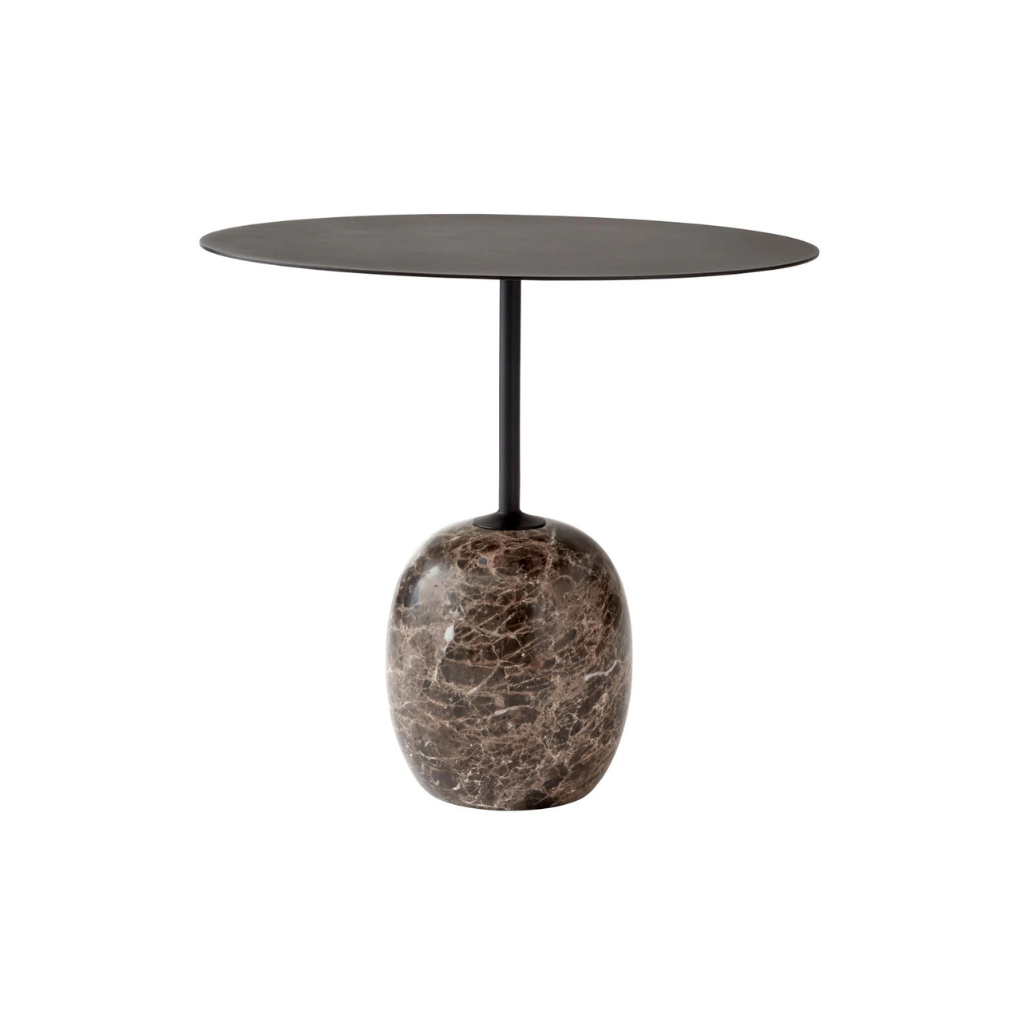 Homio Decor Dark Emperador Marble (Steel) / 17.7" Luna Marble Side Table