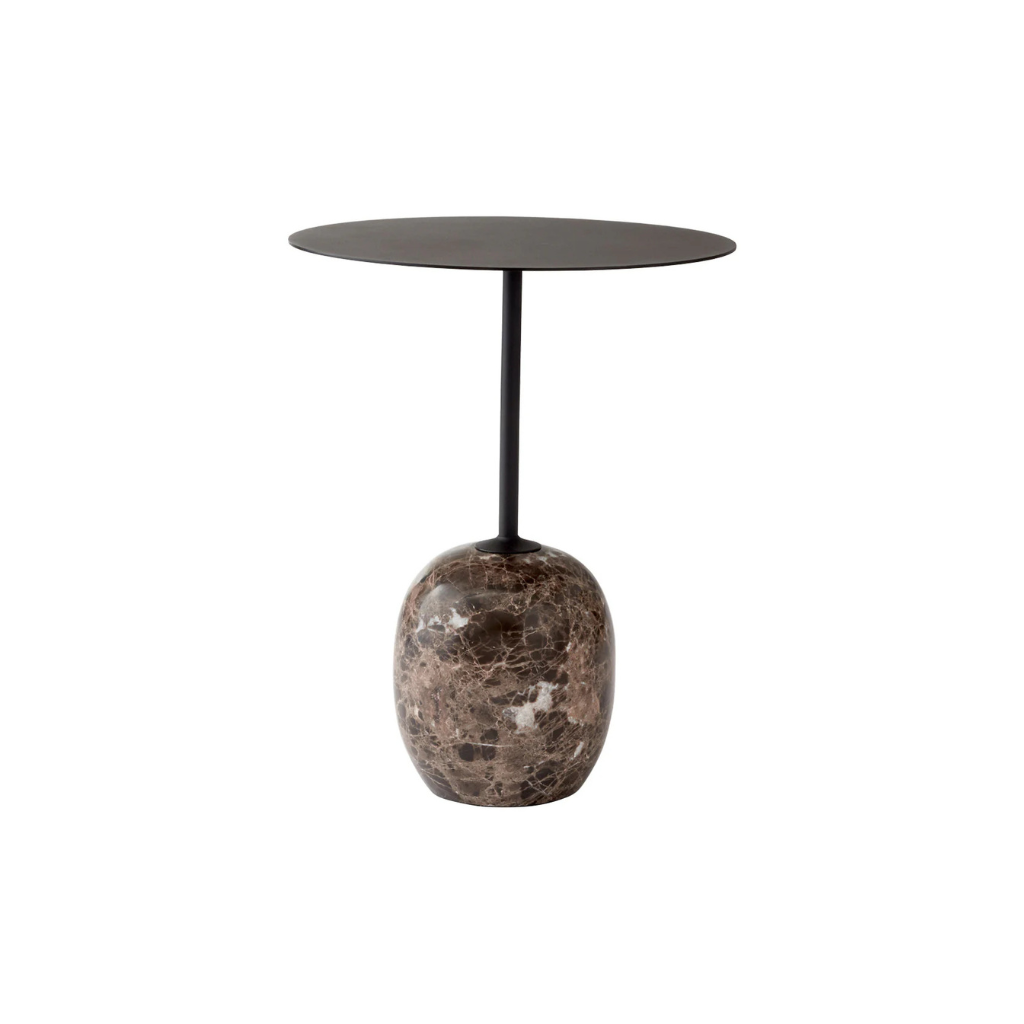 Homio Decor Dark Emperador Marble (Steel) / 19.7" Luna Marble Side Table