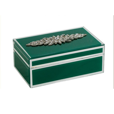 Homio Decor Decorative Accessories 21cm Green Acrylic Jewelry Box with Handmade Diamond