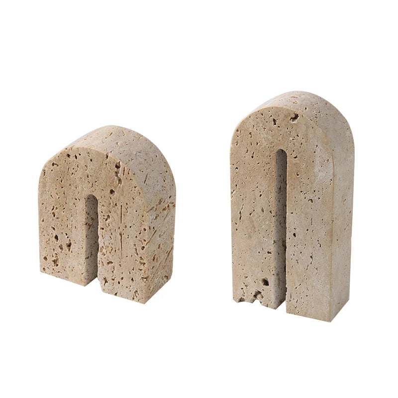 Homio Decor Decorative Accessories A and B Travertine Stone Bookends