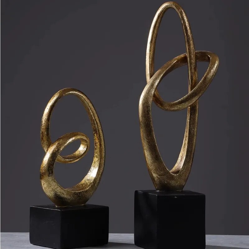 Homio Decor Decorative Accessories Abstract Golden Rings Sculpture